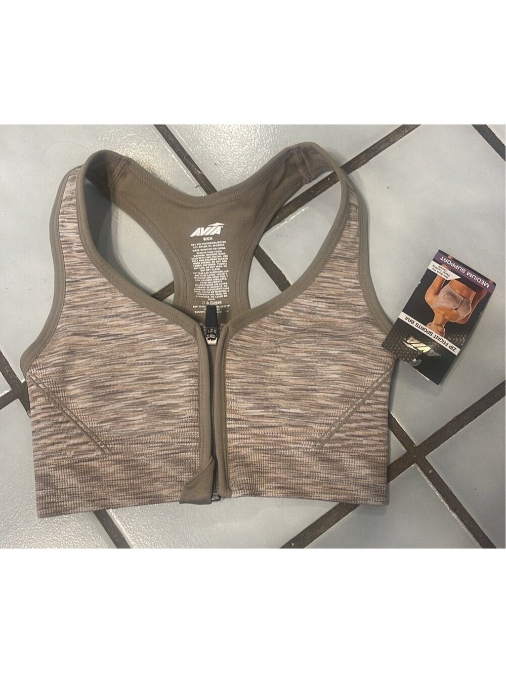 NEW avia zip front Sports Bra size small